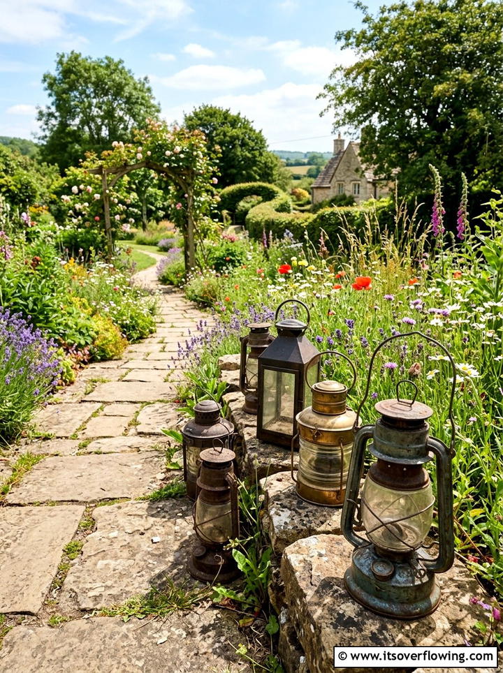 Vintage Metal Lantern - 25 creative garden ideas with boho textures
