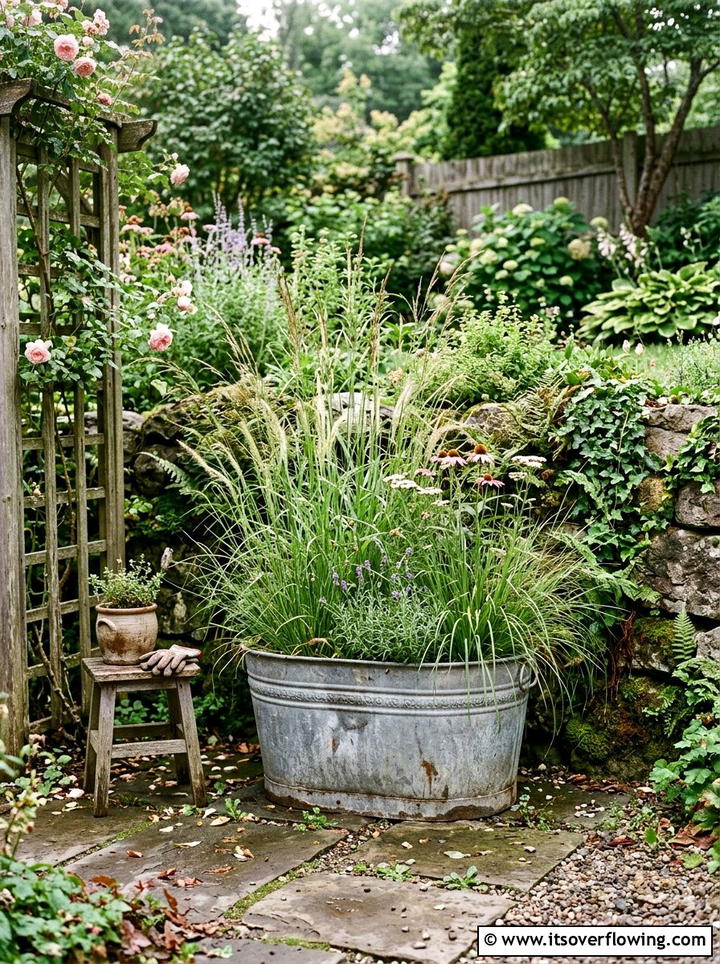 Vintage Metal Planter - 25 garden ideas for boho style