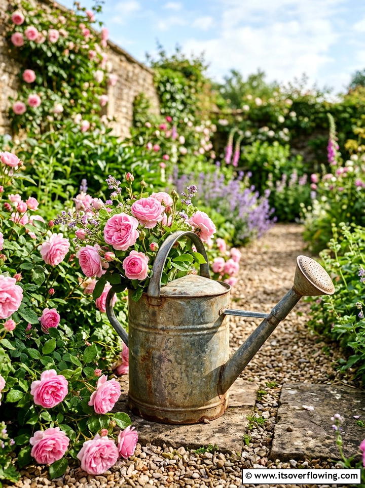 Vintage Metal Watering Can - 25 reusing old things ideas for garden planters