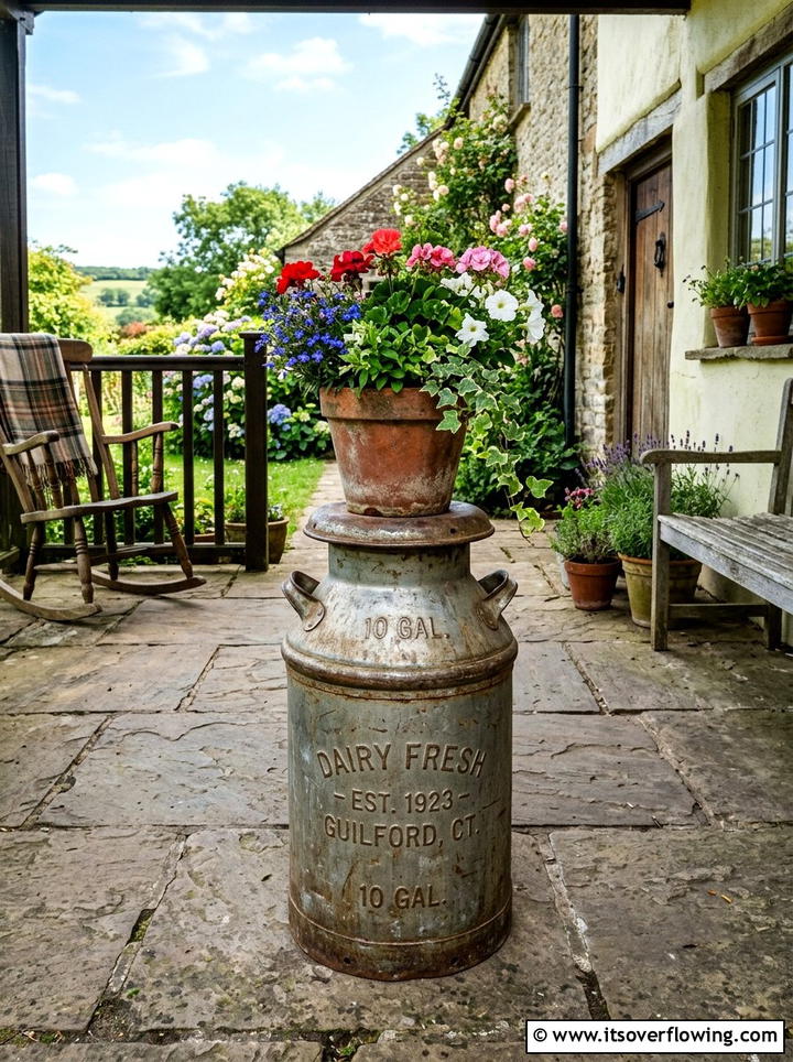Vintage Milk Can - 25 front porch decor ideas with farmhouse charm