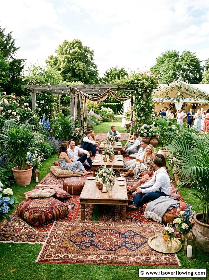 Vintage Rugs - 25 garden decor ideas for weddings