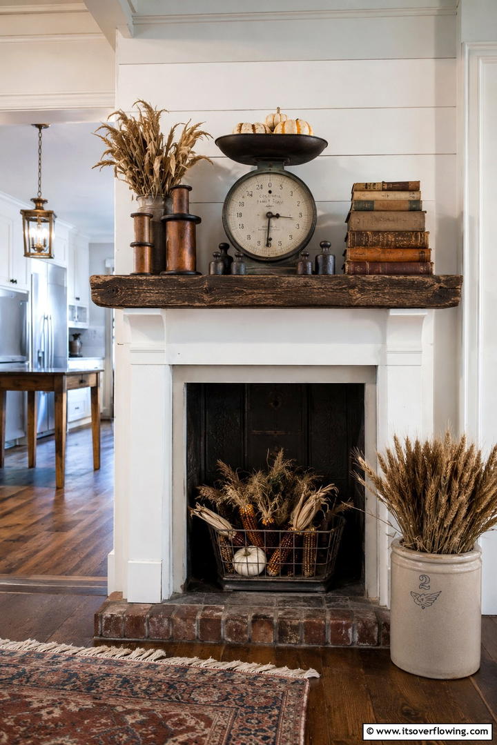 Vintage Scale Mantel Theme - 50 Fall Mantel Decor Ideas for Cozy Spaces This Season