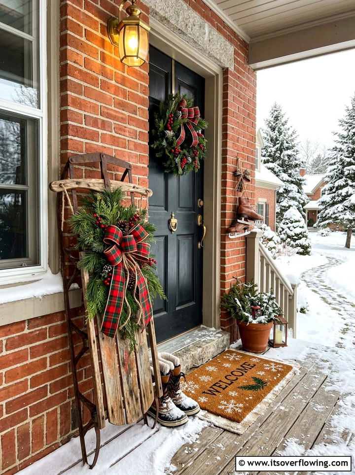 Vintage Sled Decor - 25 front porch decor ideas for christmas