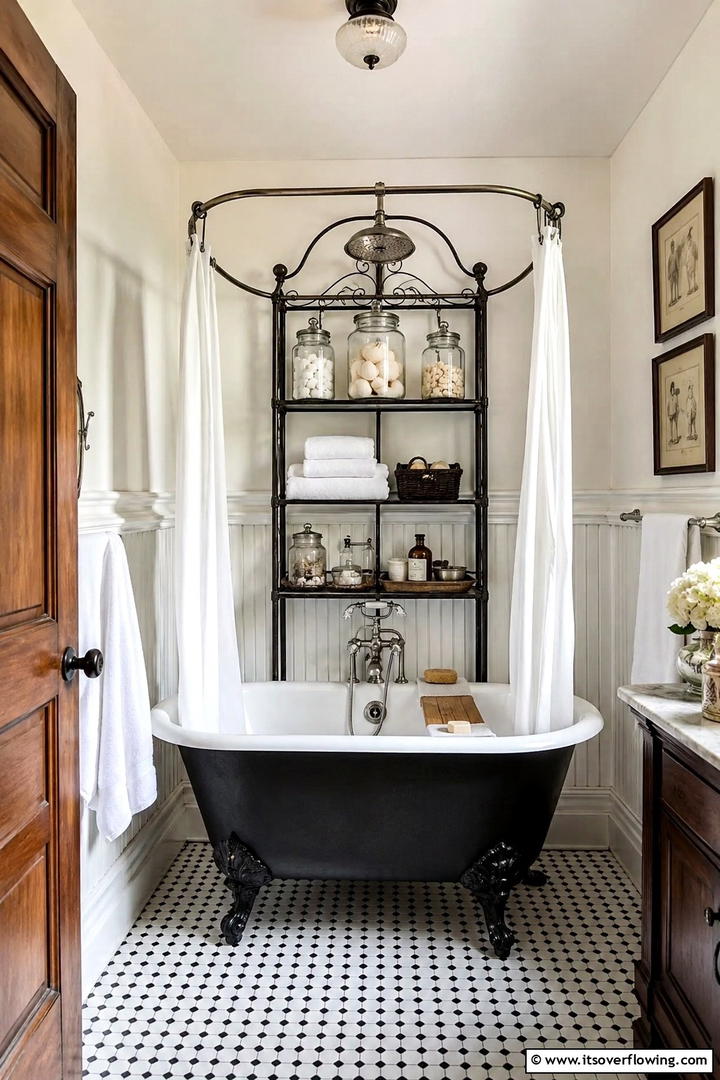 Vintage Storage Units for a Classic Touch - 30 Shower Storage Ideas to Declutter Your Bathroom