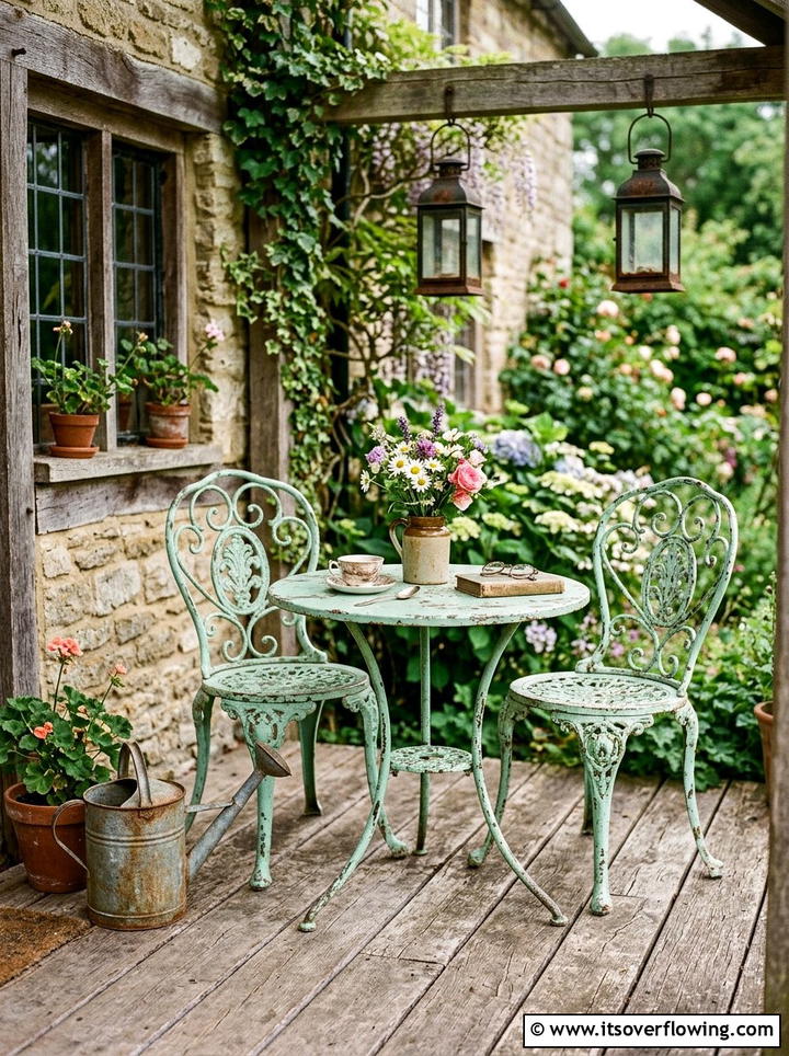 Vintage Style Bistro Set - 25 front porch ideas with bistro set