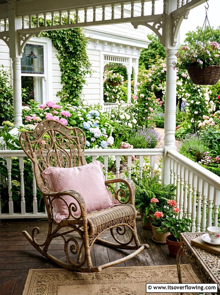 Vintage Style Wicker Rocker - 25 front porch ideas with wicker furniture