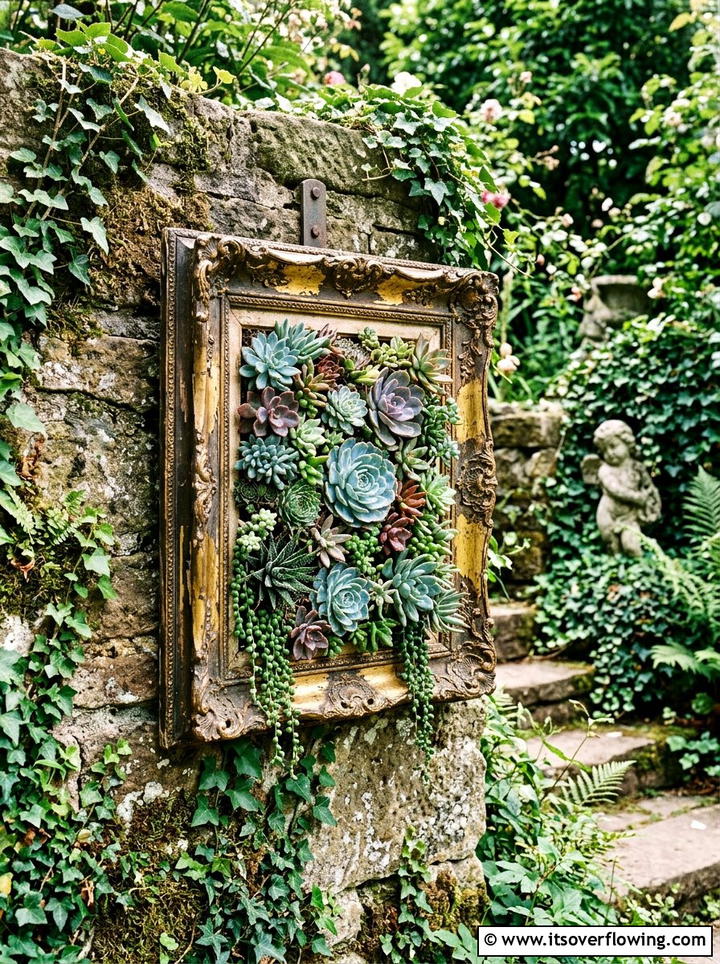 Vintage Succulent Picture Frame - 25 garden ideas with succulent frames