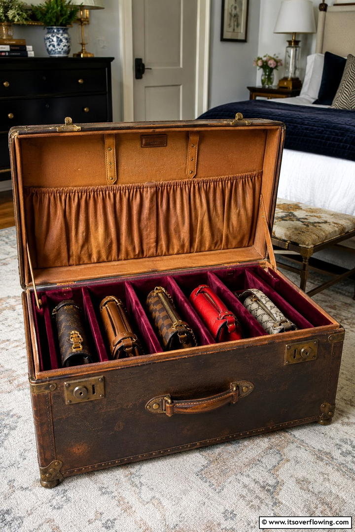 Vintage Suitcase Purse Holder - 30 Efficient Pots and Pans Storage Ideas for a Tidy Kitchen