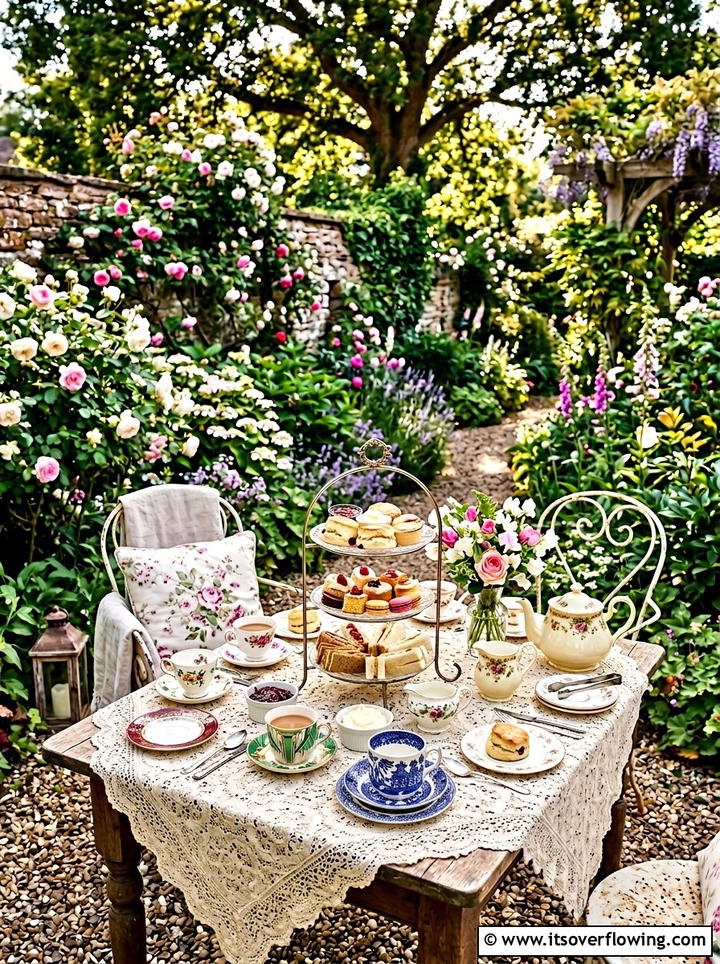 Vintage Tea Party Set - 25 backyard decorating ideas with garden party style