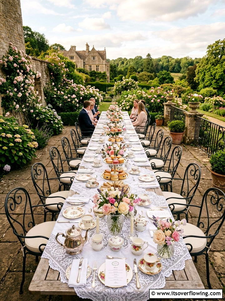 Vintage Tea Party Table - 25 garden decor ideas for birthdays