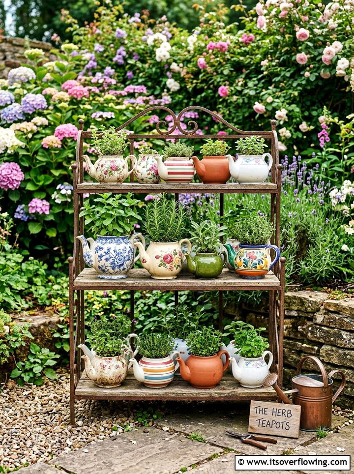Vintage Teapot Planter - 25 garden decor ideas with vintage pieces