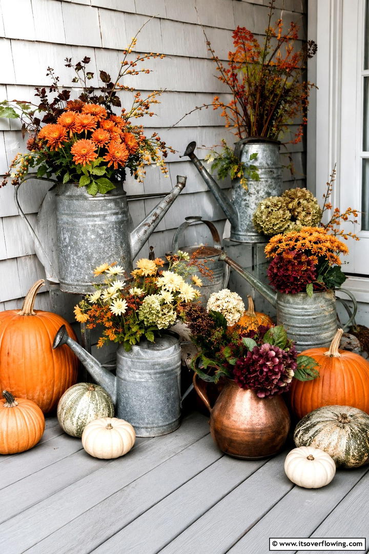 Vintage Wagon Display Cart Porch - 50 Fall Porch Decor Ideas for Welcoming Outdoor Spaces