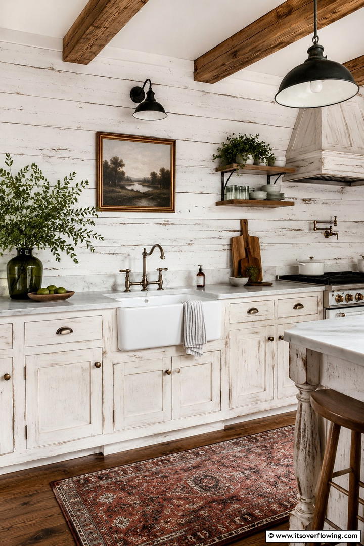 Vintage Whitewashed Shiplap - 30 Shiplap Backsplash Ideas to Elevate Kitchen Design