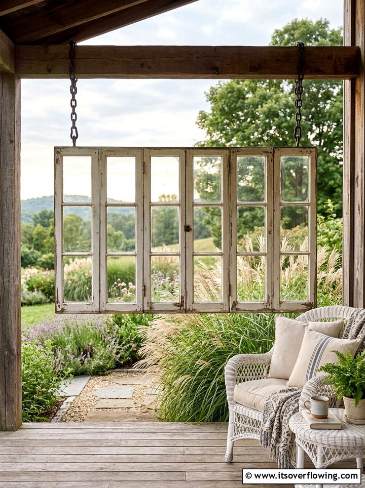 Vintage Window Divider - 25 reusing old things ideas for privacy screens