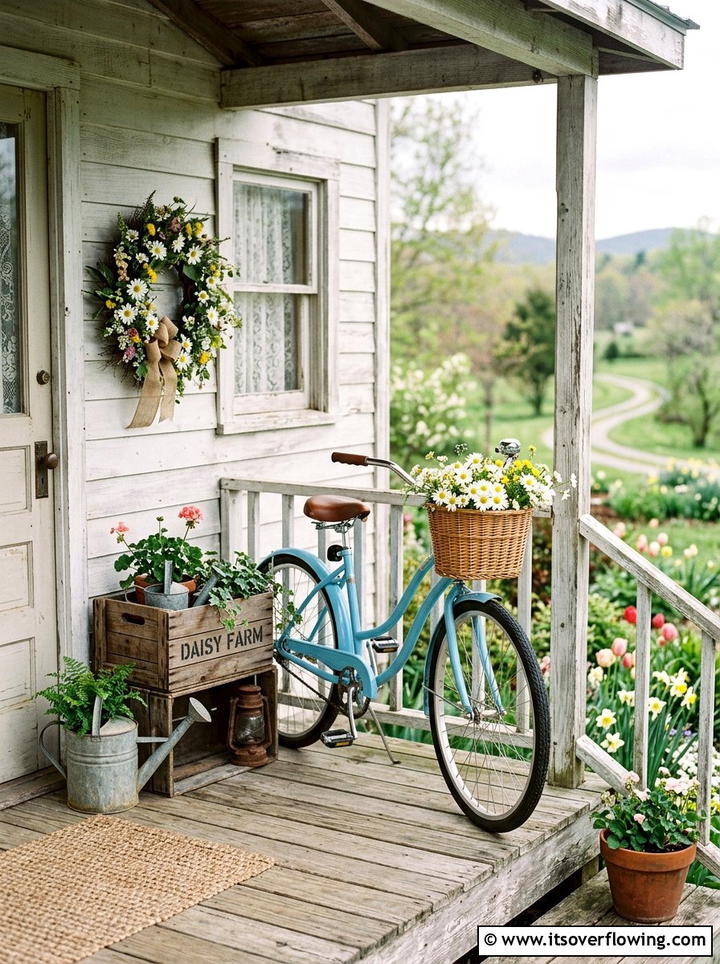 Vintage bicycle porch - 25 front porch ideas with spring decor
