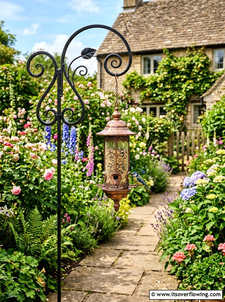 Vintage bird feeder - 25 backyard decorating ideas with garden art