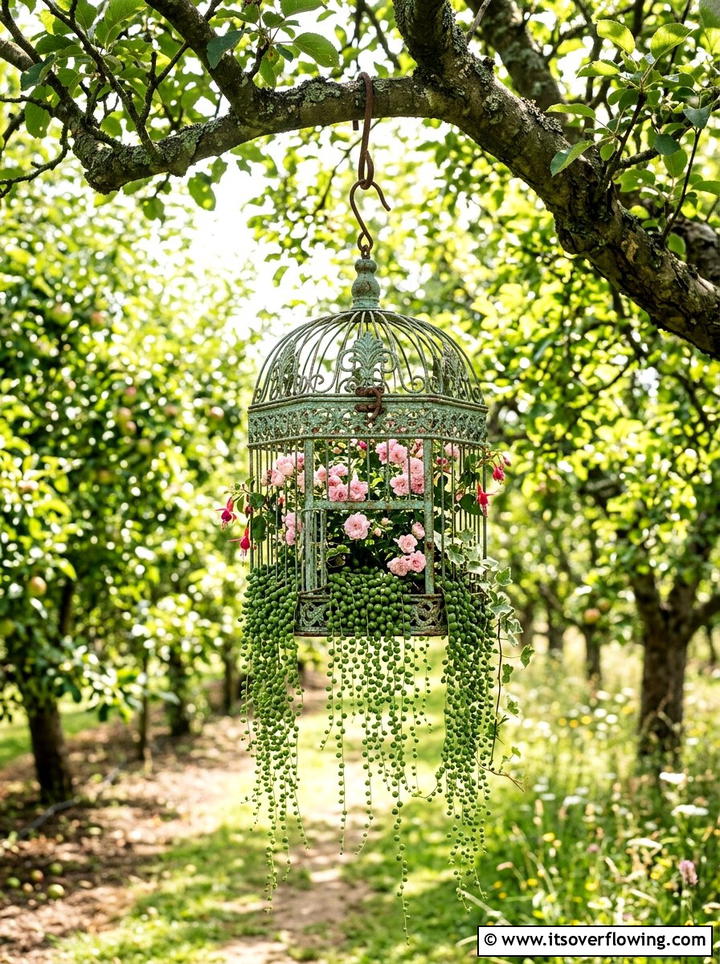 Vintage birdcage planter - 25 upcycled garden ideas diy