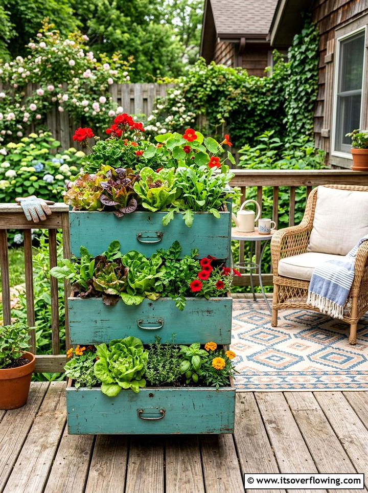 Vintage drawer garden - 25 upcycled garden ideas on a budget