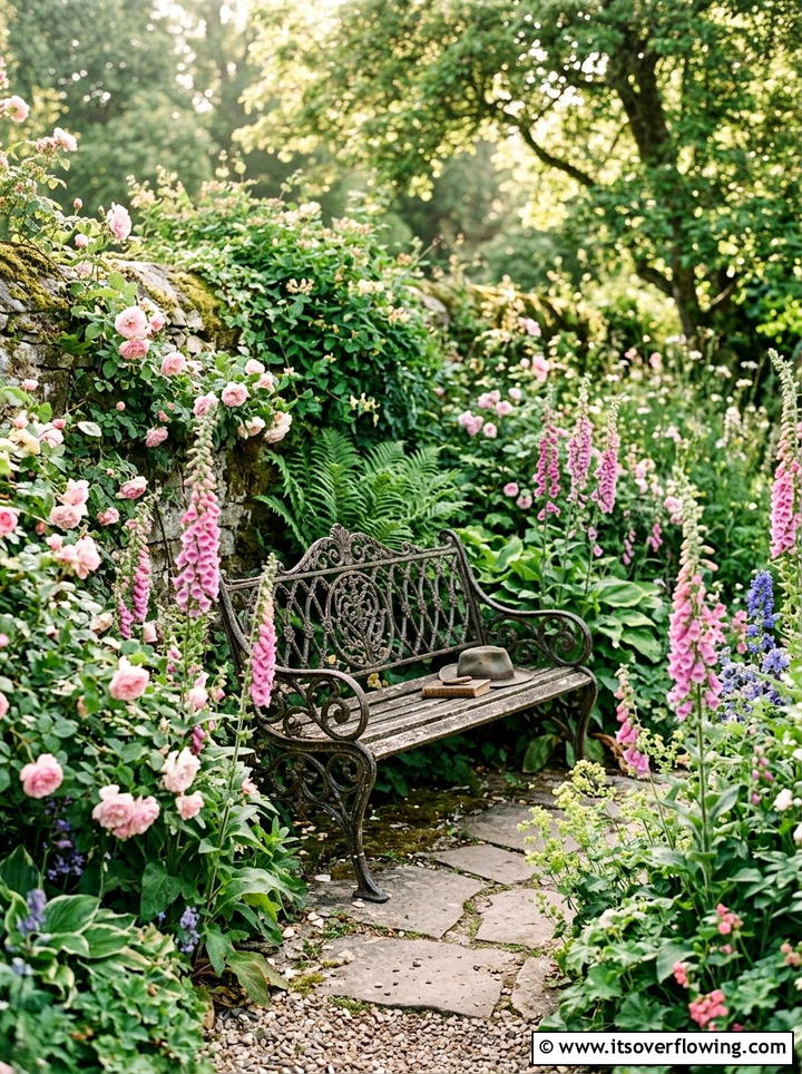 Vintage garden bench - 25 backyard decorating ideas with rustic accents