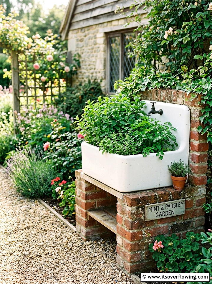 Vintage sink herb garden - 25 reusing old things ideas for garden art