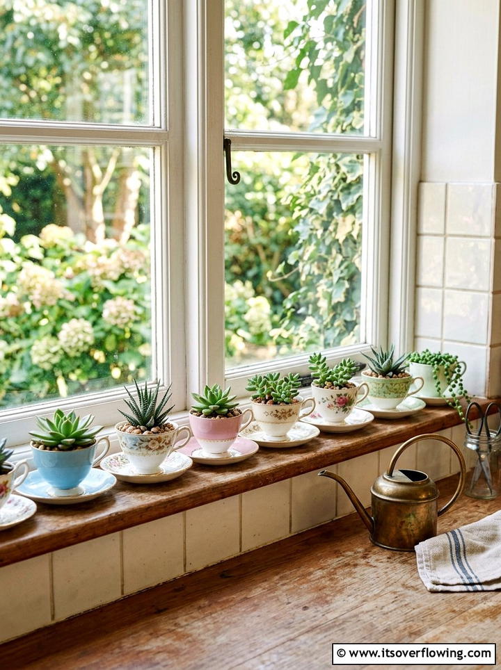 Vintage teacups succulent - 25 reusing old things ideas for succulent garden