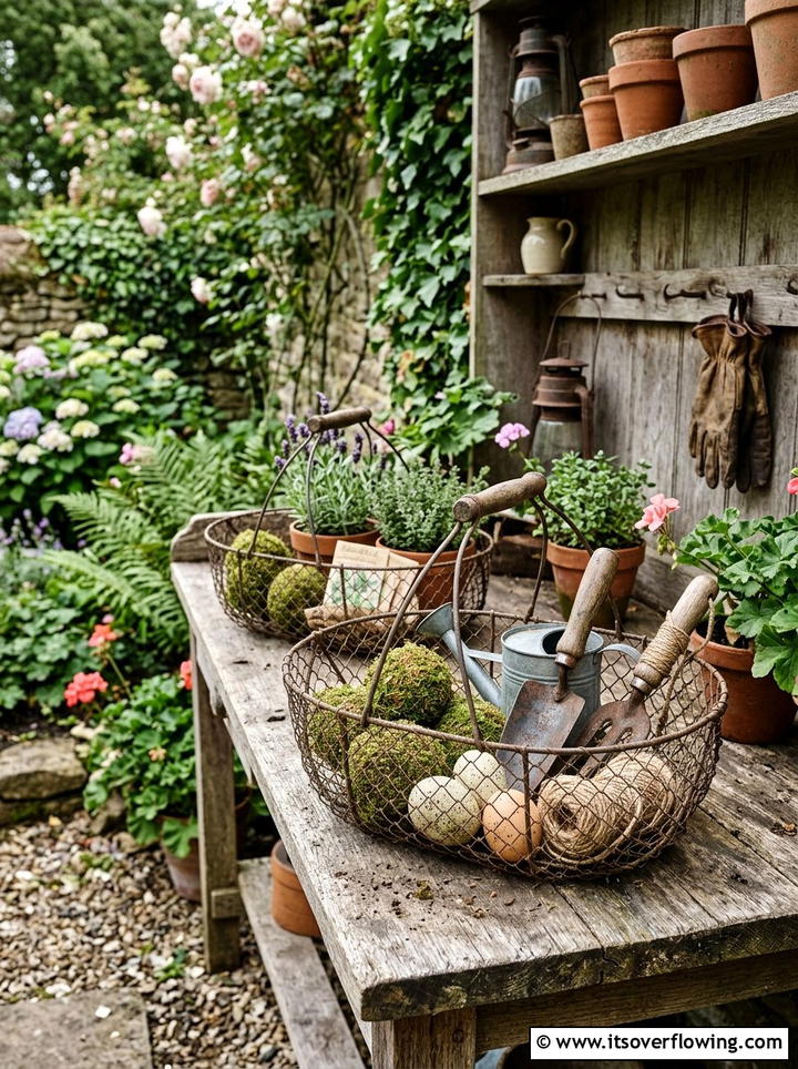 Vintage wire egg baskets - 25 front porch decor ideas with baskets