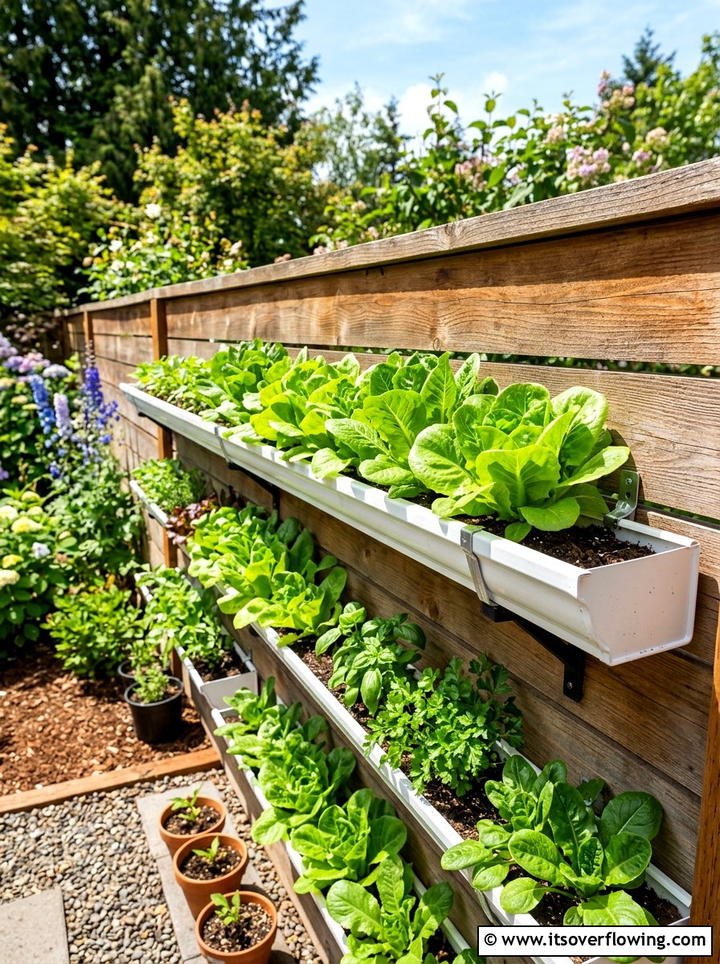 Vinyl Rain Gutter - 25 upcycled garden ideas with raised beds