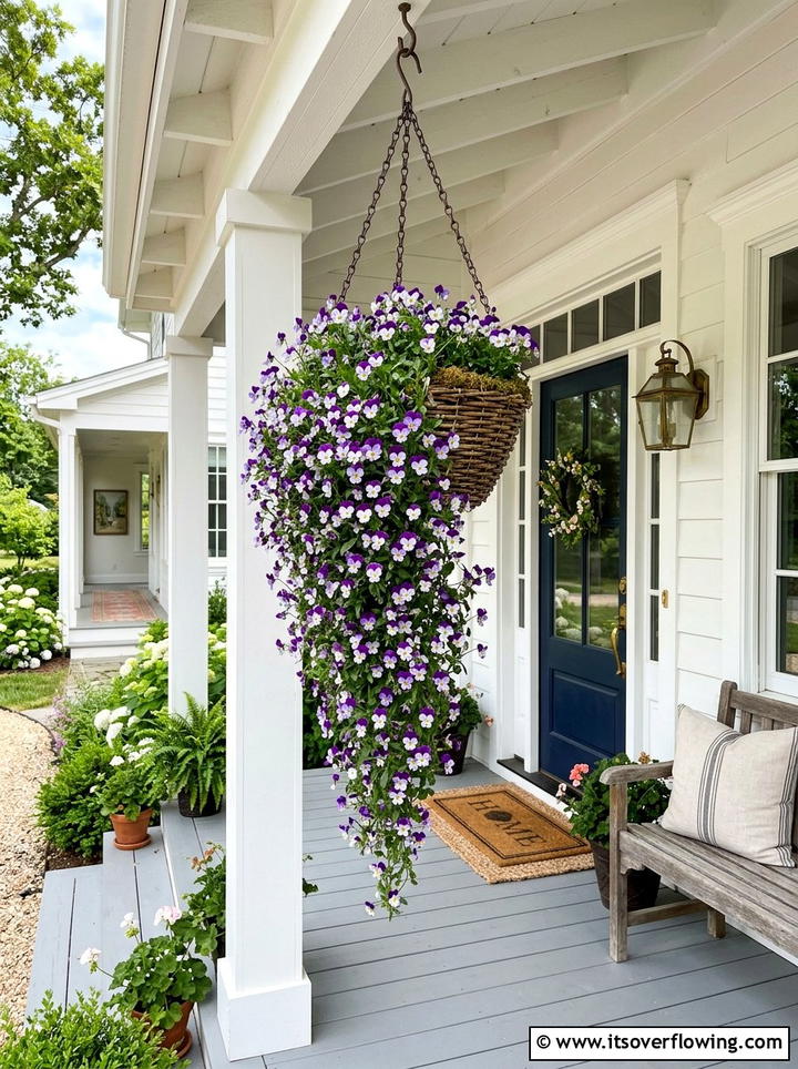 Viola hanging basket - 25 creative garden ideas with edible flowers
