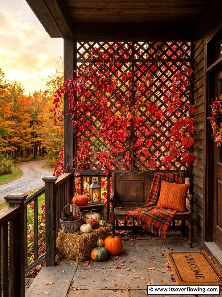 Virginia Creeper Autumn Porch - 25 front porch ideas with trellis vines