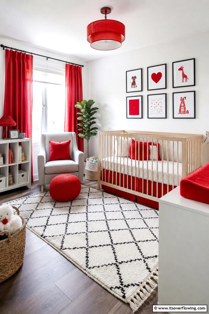 Vivid Scarlet Detail - 30 Soothing Nursery Color Ideas for a Calming Atmosphere