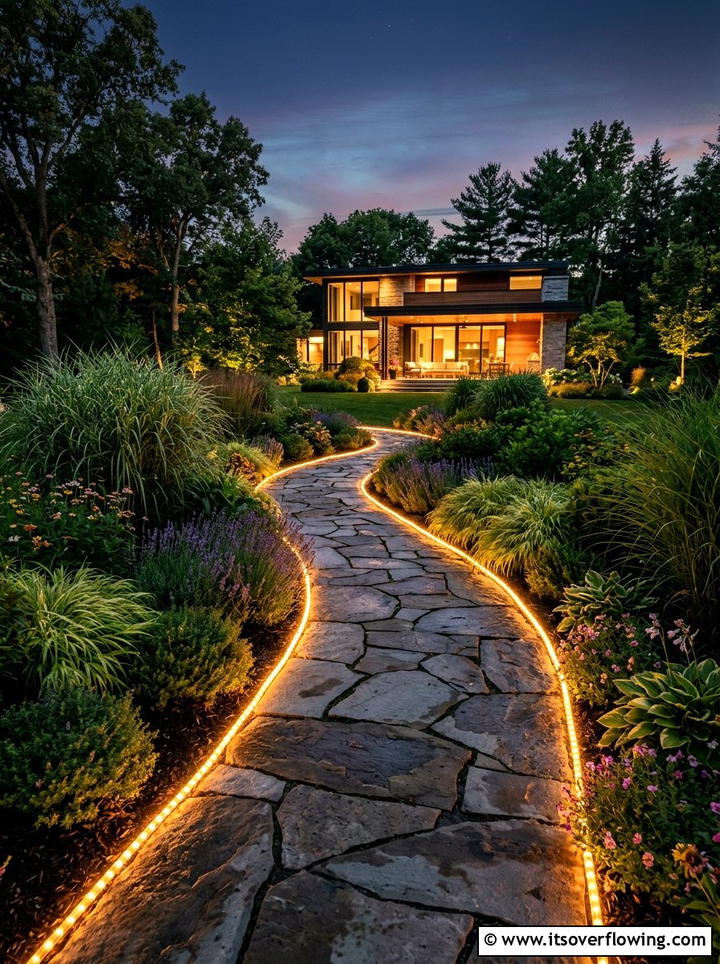 Walkway Path Lights - 25 garden decor ideas with holiday lights