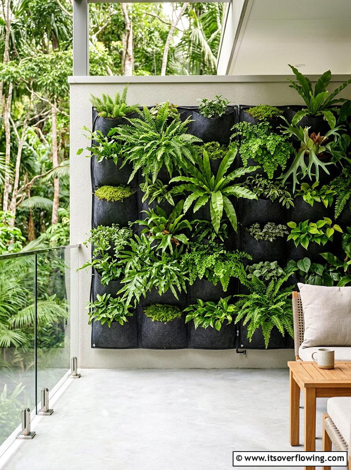 Wall Mounted Felt Pockets - 25 backyard ideas with vertical garden