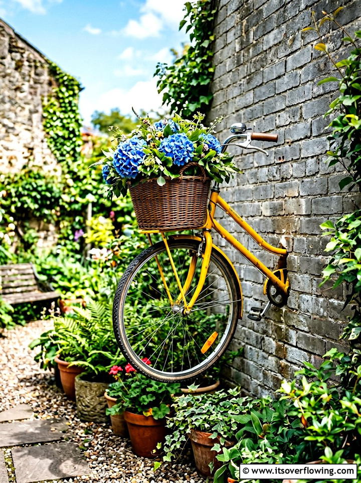Wall Mounted Half Bicycle - 25 upcycled garden ideas with old bicycles