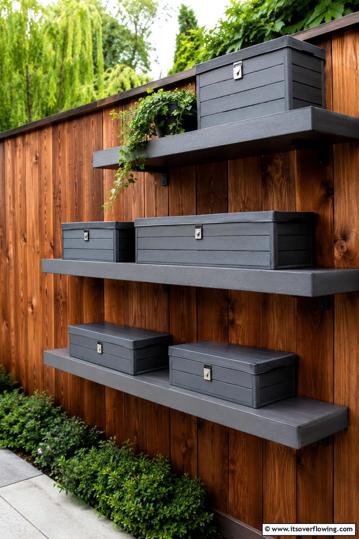 Wall Mounted Outdoor Shelves - 30 Outdoor Toy Storage Ideas to Keep Your Yard Clutter-Free