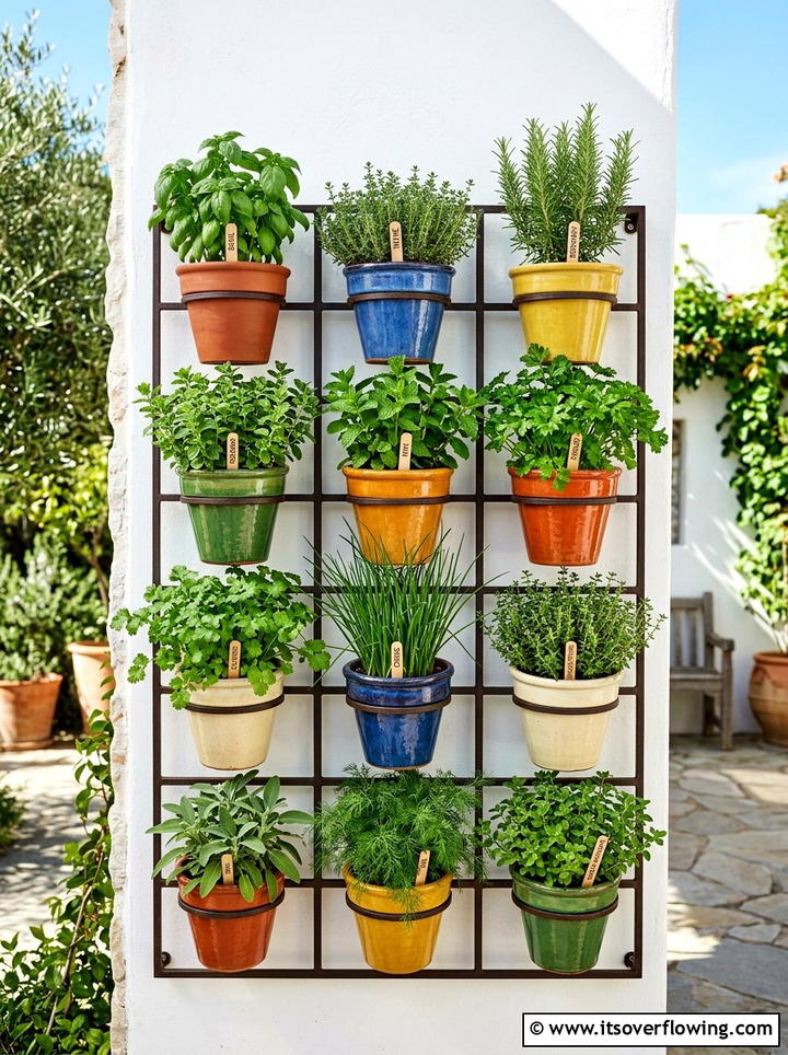 Wall Mounted Pot Garden - 25 small garden ideas with herbs