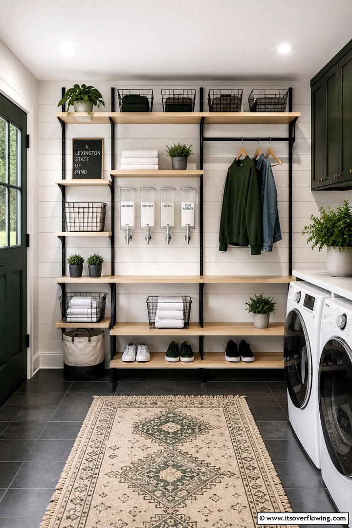 Wall Mounted Shelving Systems - 30 Mudroom Laundry Room Combo Ideas for Efficient Spaces