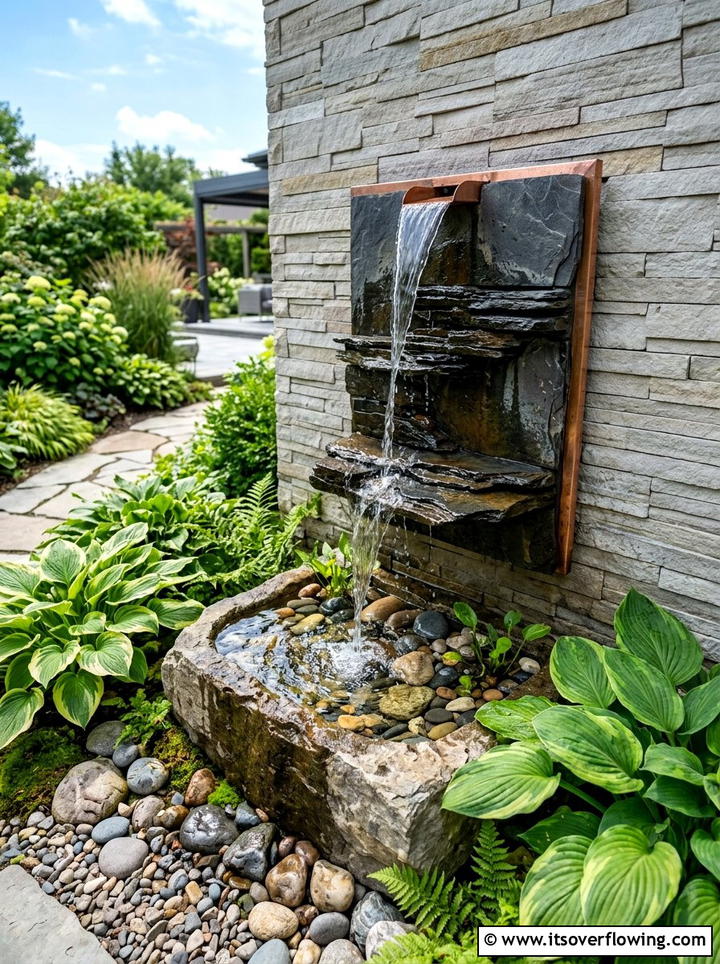 Wall Mounted Water Feature - 25 garden ideas with wall decor