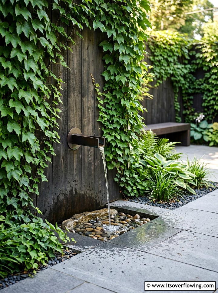 Wall Mounted Water Spout - 25 small garden ideas with water feature