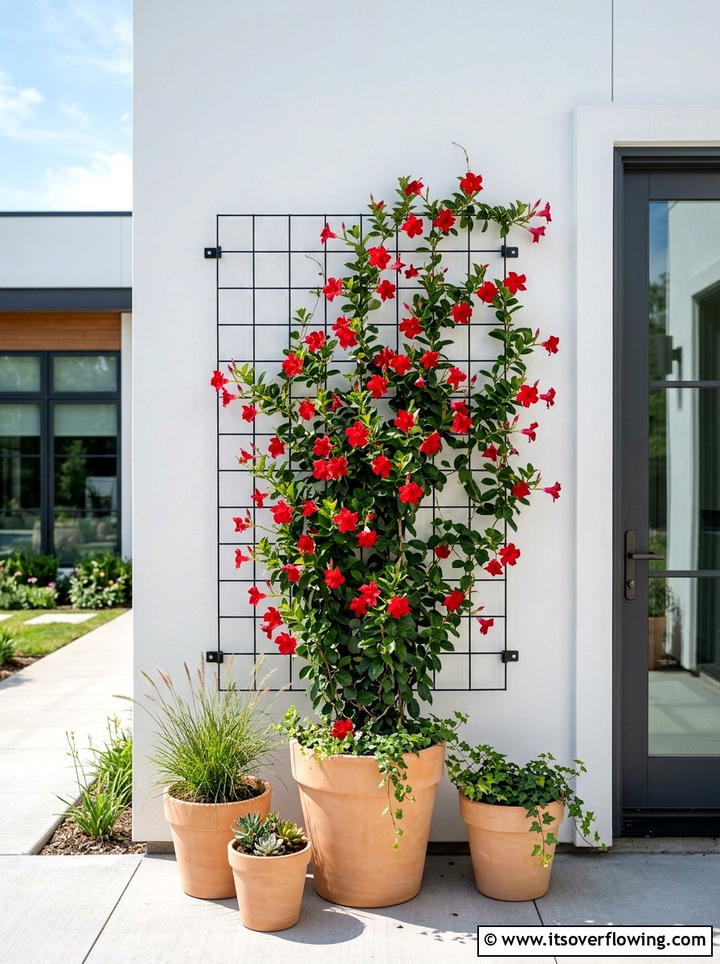 Wall mounted flower grid - 25 garden decor ideas with trellis backdrops