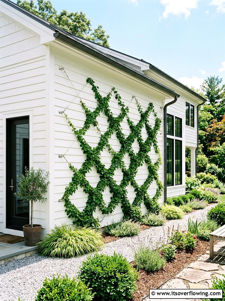 Wall mounted wire trellis - 25 cheap garden ideas with homemade trellis