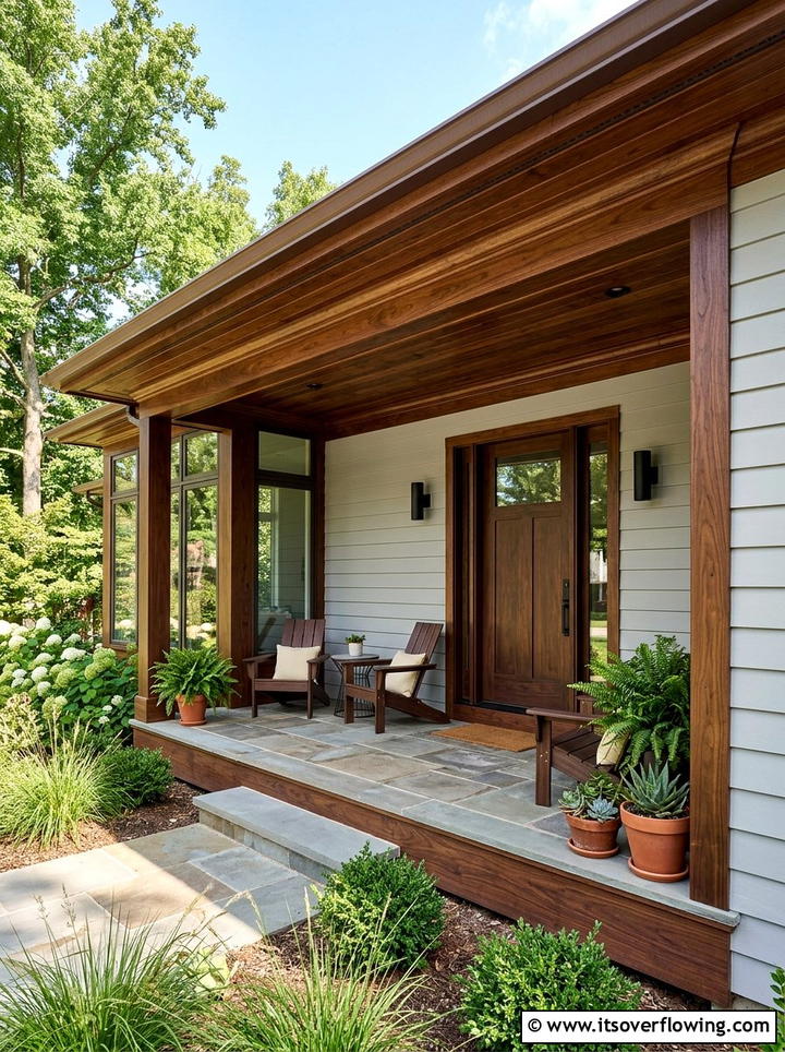 Walnut Stained Trim - 25 front porch ideas with wood accents