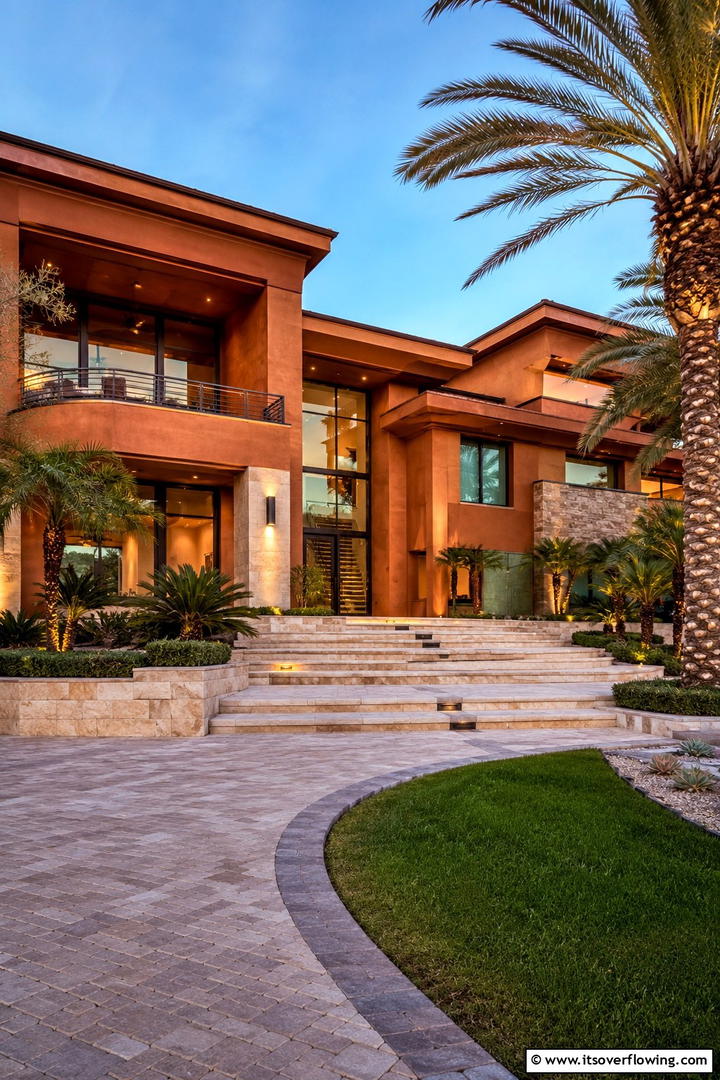 Warm Copper Glow - 30 Stucco Color Ideas for Modern and Timeless Home Exteriors