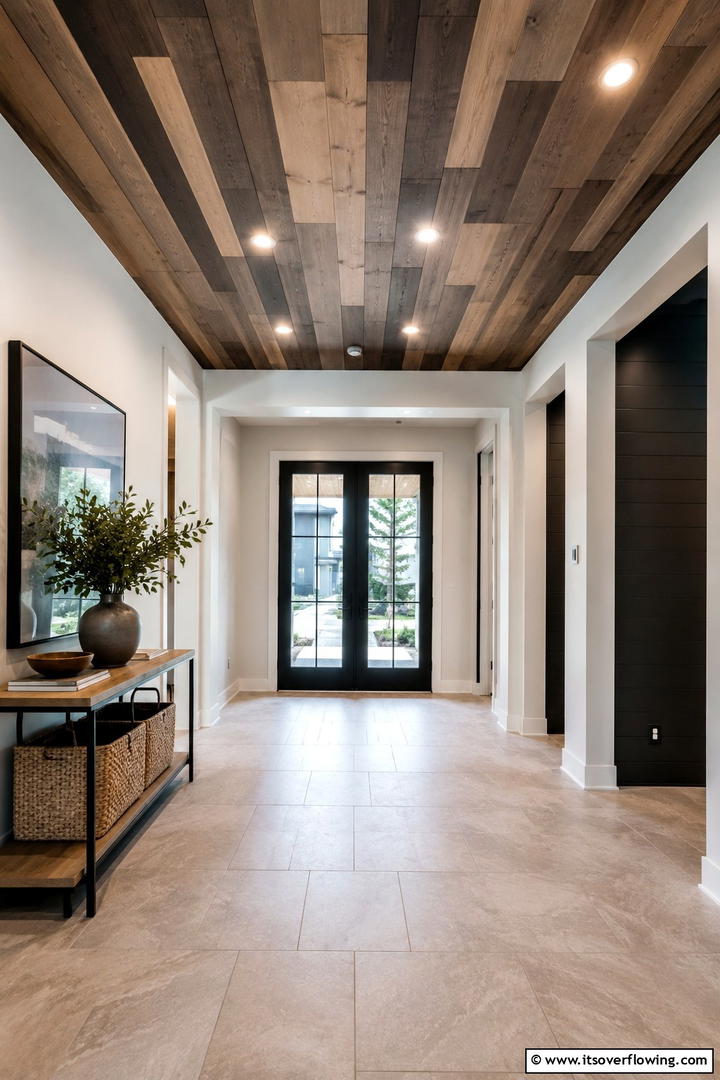 Warm Earthy Tones - 30 Shiplap Ceiling Ideas to Add Farmhouse Charm Anywhere