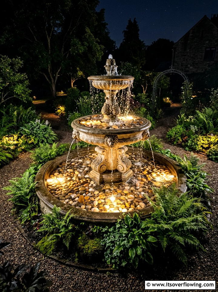 Water Feature Glowing River Rocks - 25 creative garden ideas with glow in the dark stones