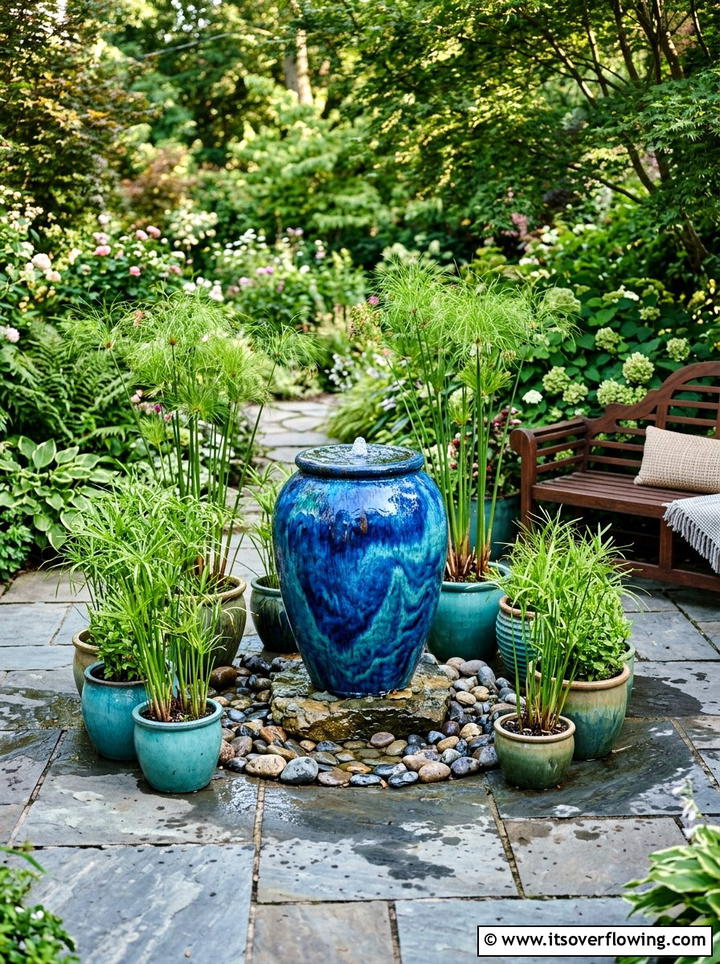 Water Feature Pottery - 25 backyard ideas with pot clusters