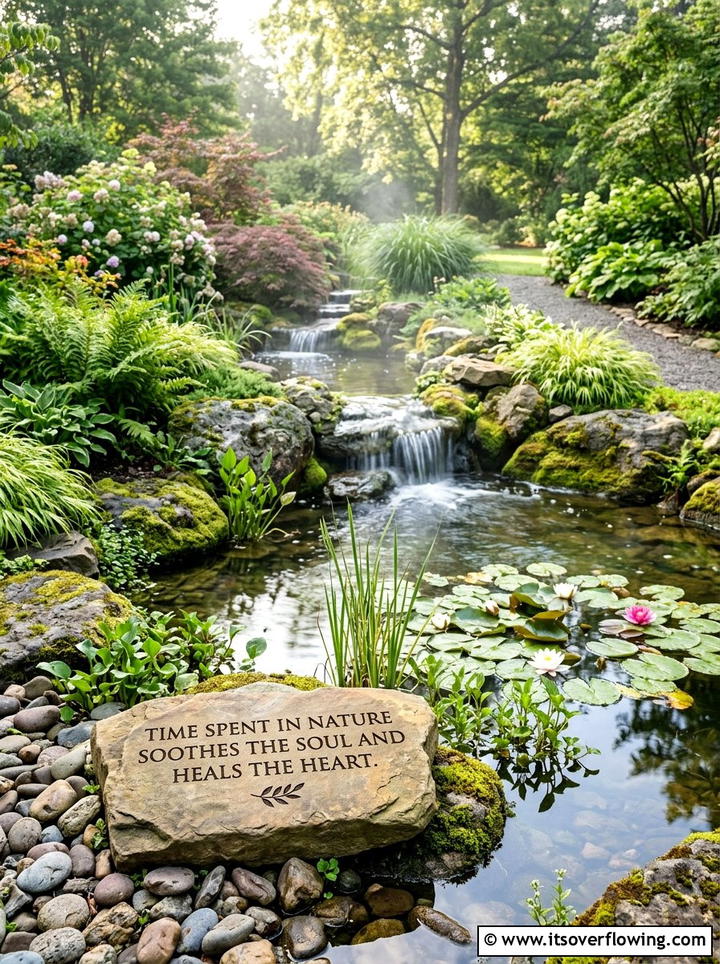 Water Feature Quote Rocks - 25 creative garden ideas with quote stones