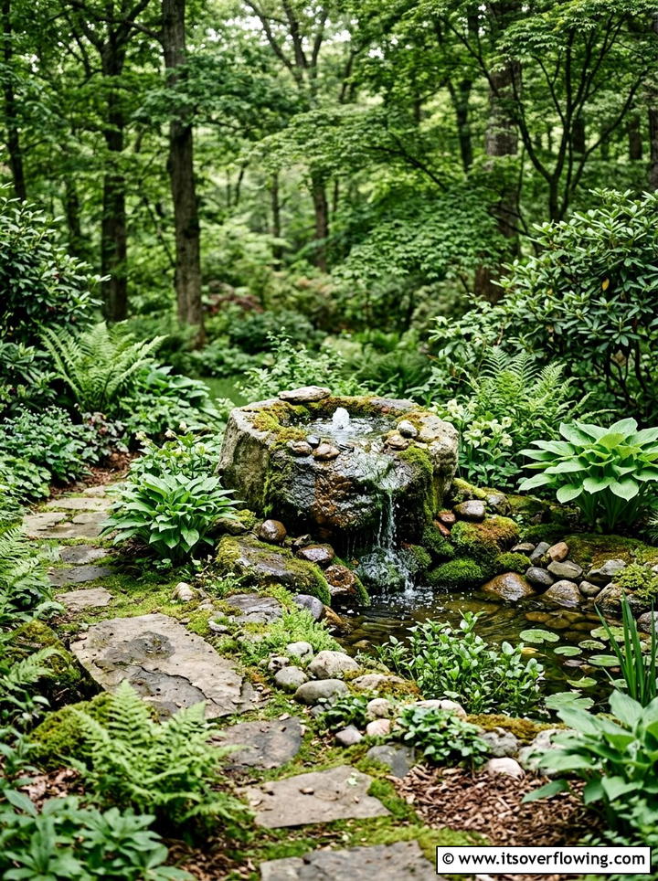 Water Feature Shade Garden - 25 small garden ideas for low sunlight