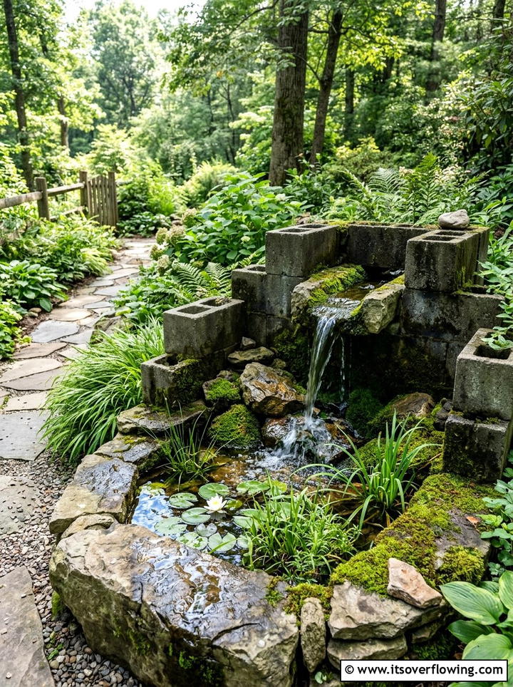 Water Feature With Concrete Blocks - 25 cheap garden ideas with cinder blocks