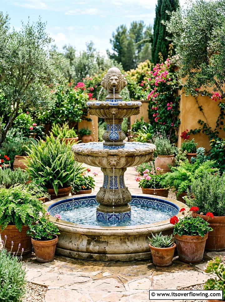 Water Fountain - 25 backyard ideas with mediterranean style