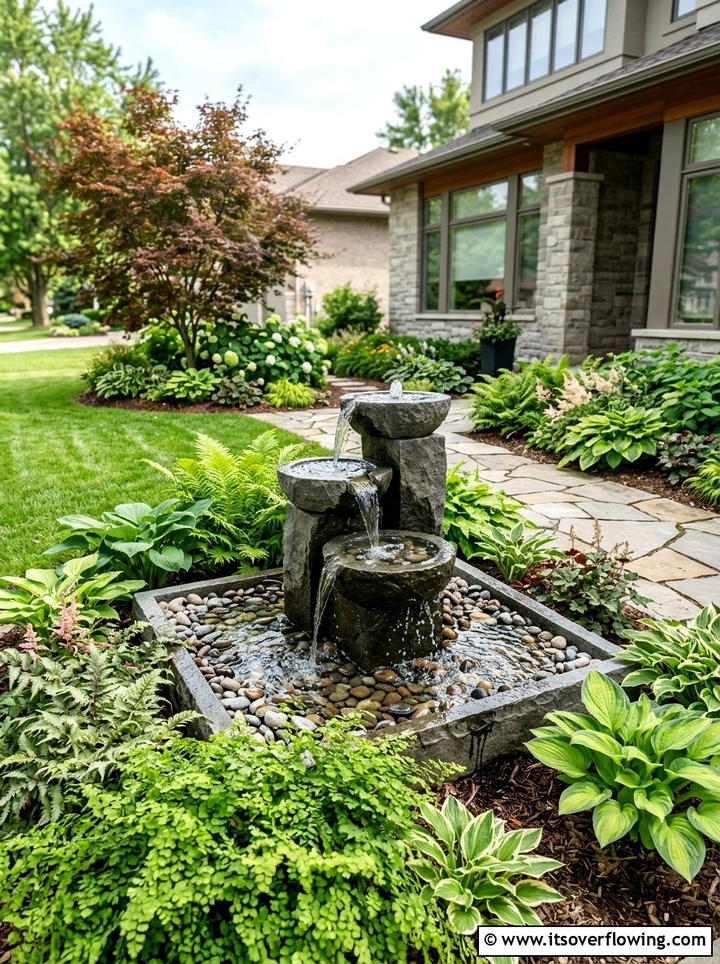 Water Fountain - 25 garden decor ideas for front yards